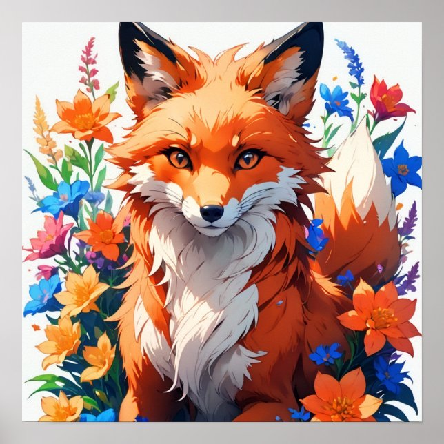 Affiche Renard à fleurs (Devant)