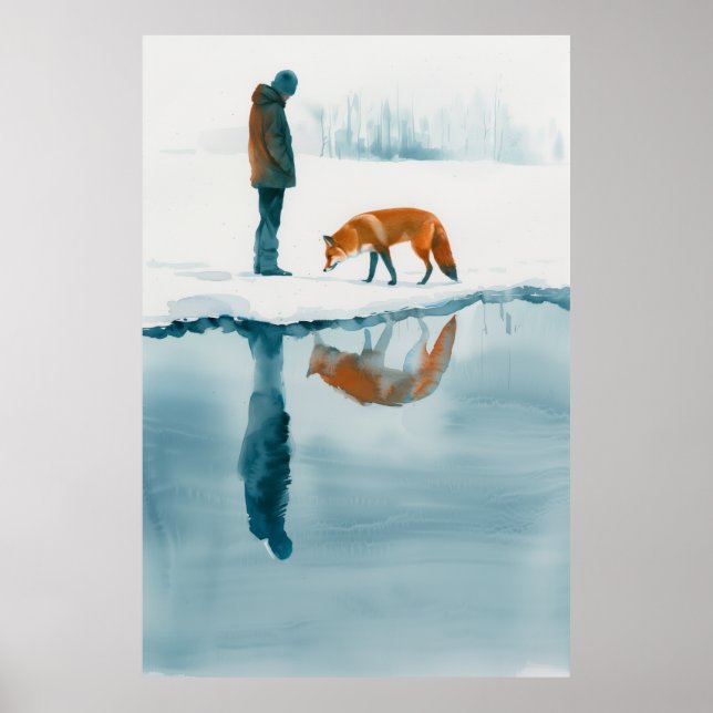 Affiche Renard à pied près de la rivière des neiges - affi (Devant)