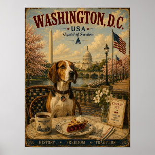 Affiche Renard américain à Washington Art de voyage vintag