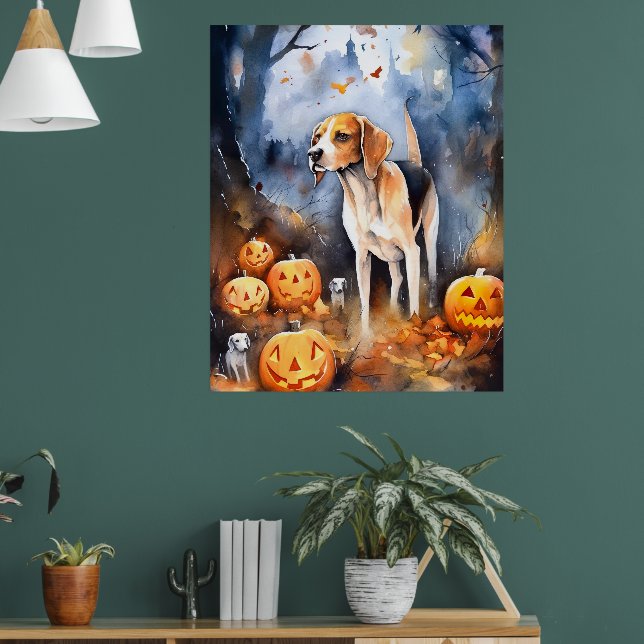 Affiche Renard américain anglais d'Halloween avec citrouil (Salon 1)