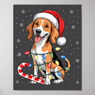 Affiche Renard américain Chien Noël laid Canne en bonbon T