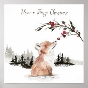 Affiche Renard animal de Noël