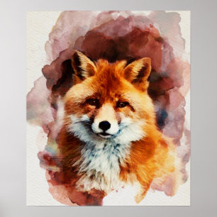 Affiche renard aquarelle
