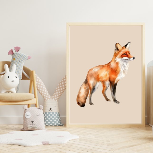 Affiche renard aquarelle sur beige (Créateur téléchargé)