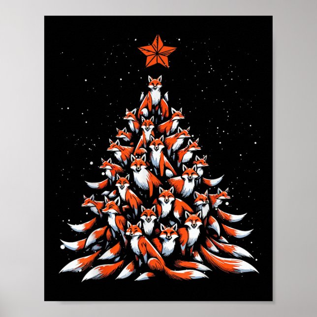 Affiche Renard Arbre de Noël Fox Xmas Arbre Femmes &amp; G (Devant)