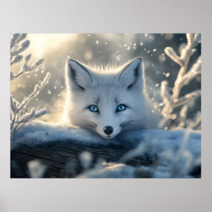 Affiche Renard arctique aux yeux bleus submergeants