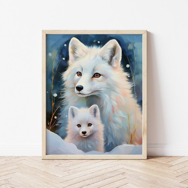 Affiche Renard Arctique Hiver enneigé Art Moderne (Créateur téléchargé)