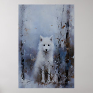 Affiche Renard Arctique Paysage de Neige d'Hiver, Art Mura