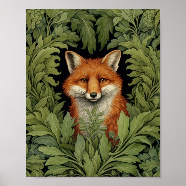 Affiche Renard Art nouveau dans la forêt (Devant)