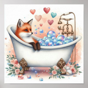 Affiche Renard au bain moussant