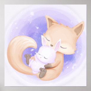 Affiche Renard Avec Un Lapin
