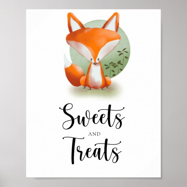 Affiche Renard - baby shower friandises et douceurs (Devant)