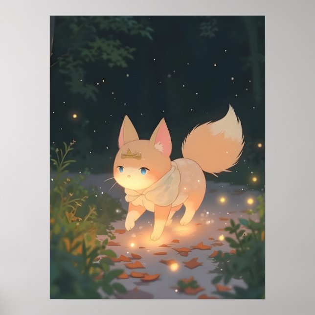 Affiche Renard céleste d'Anime dans une forêt de Starlit (Devant)