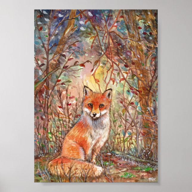 Affiche Renard dans les bois d'automne (Devant)
