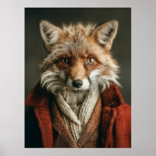 Affiche Renard Dapper dans un style cosy