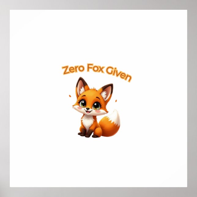 Affiche Renard de dessin animé mignon – Style Kawaii adora (Devant)