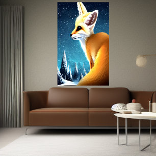 Affiche Renard de Fennec dans la montagne enneigée   AI Ar