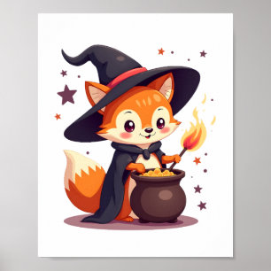 Affiche Renard de sorcière mignon � T-shirt d'animal magiq