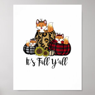 Affiche Renard drôle C'est automne Y'all Thanksgiving Anim