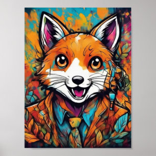 Affiche Renard élégant – Art animalier fantaisiste