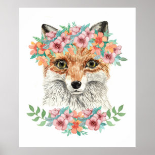 Affiche Renard floral