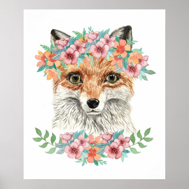 Affiche Renard floral (Devant)