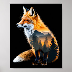Affiche Renard Forêt Amant de la nature Montagnes Randonné