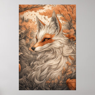 Affiche Renard japonais Kitsune