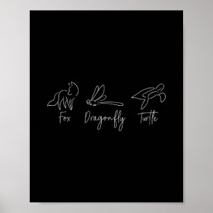 Affiche Renard Libellule Tortue Trump Mème Minimaliste 