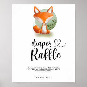 Affiche Renard mignon de la forêt - tombola de couches