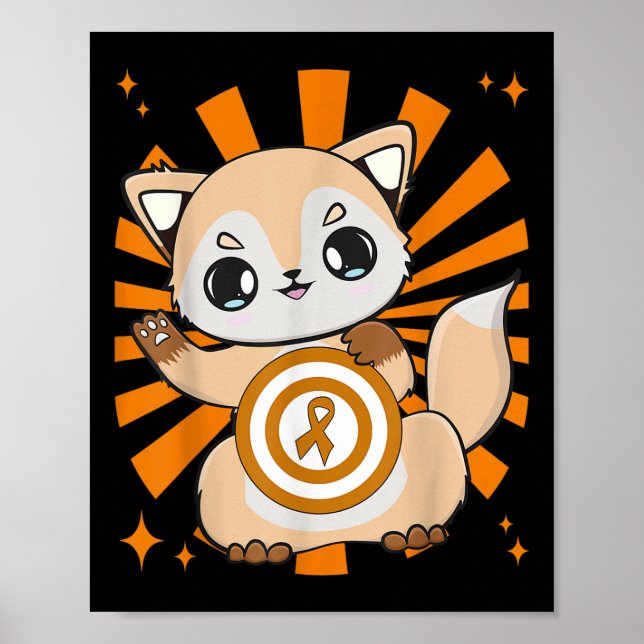 Affiche Renard Mignon Et Ruban Orange Pour La Sensibilisat (Devant)