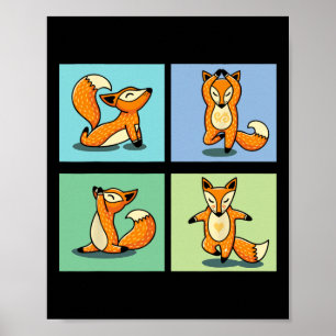 Affiche Renard Mignon Yoga Animal Méditation Zen Pose d'ét