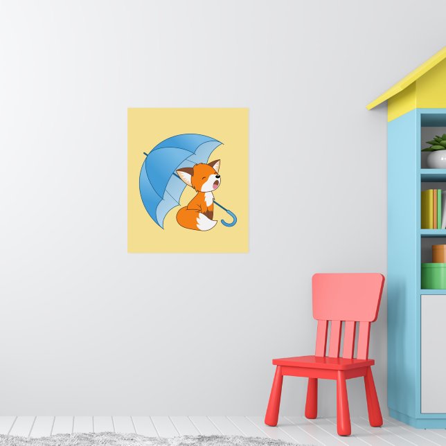 Affiche Renard Petit et Mignon Endormi sous un Parapluie (Pépinière 1)
