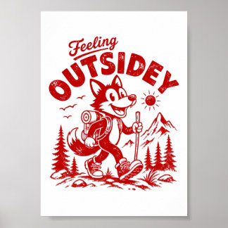 Affiche Renard qui marche dans un dessin animé vintage se
