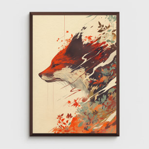 Affiche Renard rouge à l'automne laisse étonnant animal sa