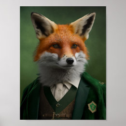 Affiche Renard rouge dans un costume vert St. Patrick's Da