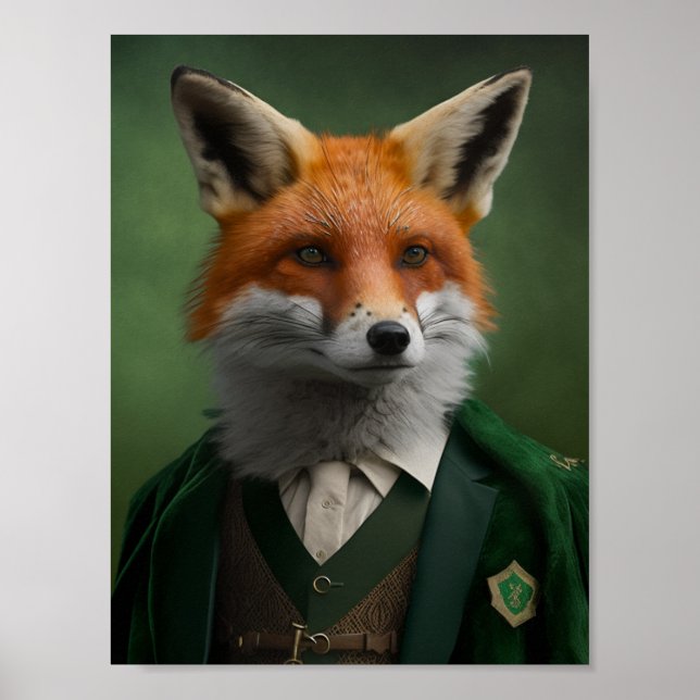 Affiche Renard rouge dans un costume vert St. Patrick's Da (Devant)