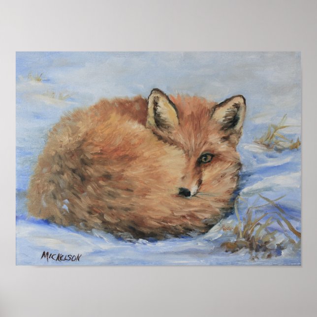 Affiche Renard rouge en beaux-arts de la neige (Devant)