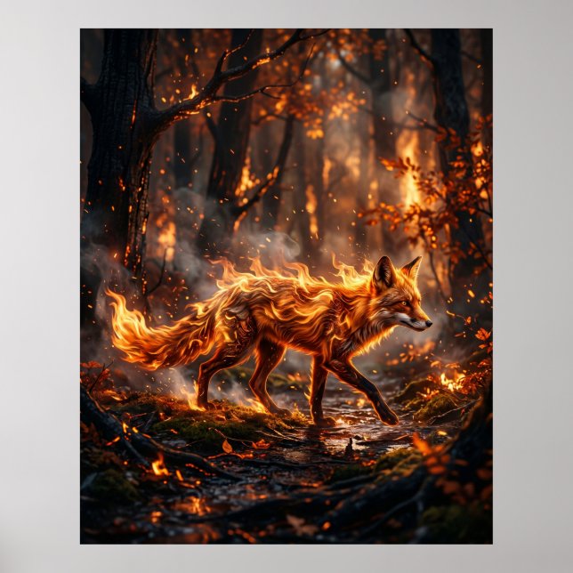 Affiche Renard Rouge Feu Forêt Braise (Devant)