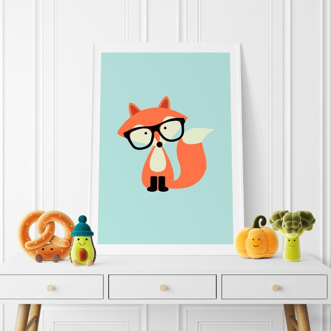 Affiche Renard Rouge Hipster Mignon (Créateur téléchargé)