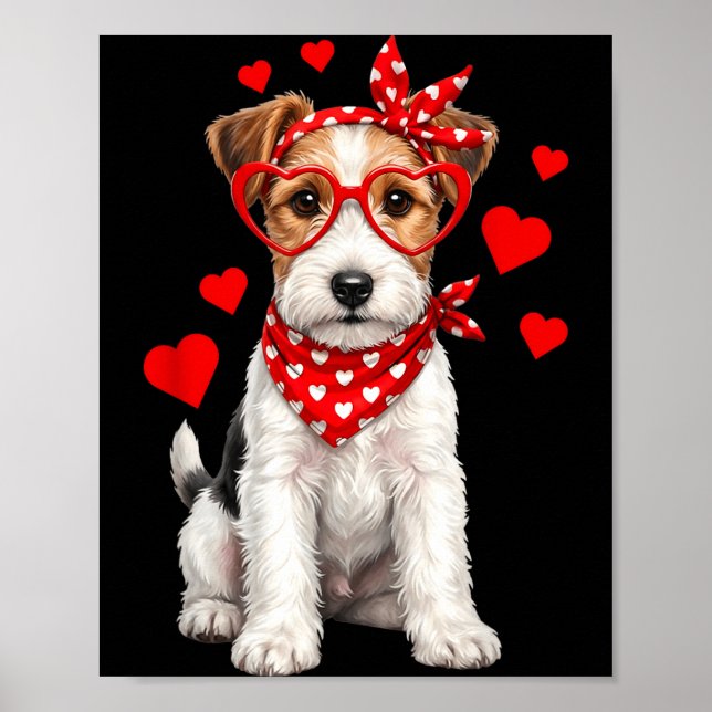 Affiche Renard Terrier Saint-Valentin Poil dur Chien Amant (Devant)