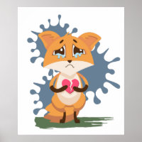 Renard triste avec un coeur brisé