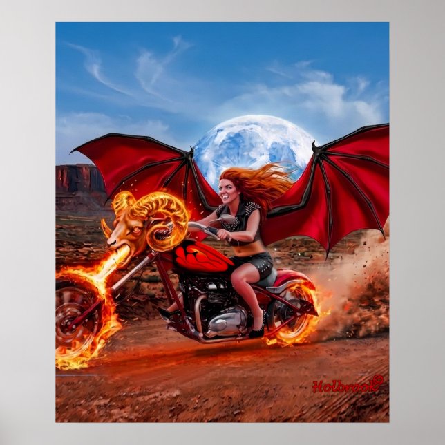 Affiche Renarde Vampire Fougueuse Motarde Babe (Devant)