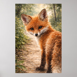 Affiche Renardeau roux animal de la forêt