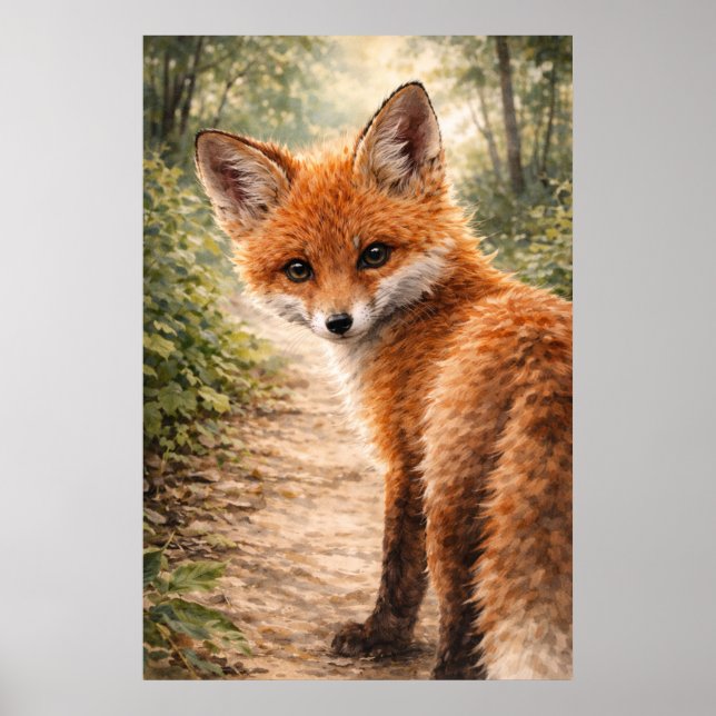 Affiche Renardeau roux animal de la forêt (Devant)
