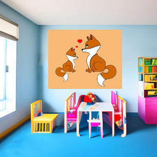 Affiche Renards mignons 