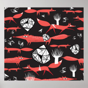 Affiche Renards Rouges : Arrière - plan Sombre Sans Couleu