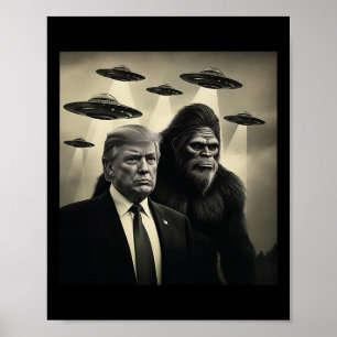 Affiche Rencontre de Trump Bigfoot Ufo Alien Complot Drôle