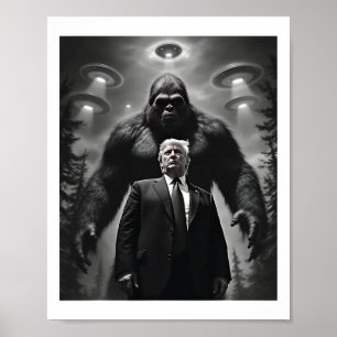 Affiche Rencontre extraterrestre Bigfoot Ufo Alien Trump