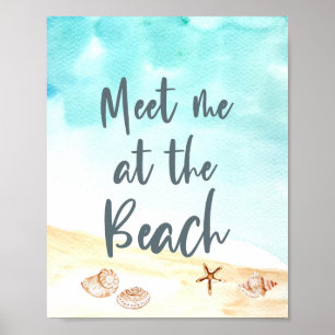 Affiche Rencontre-moi à la plage Coquillages Côtiers Art